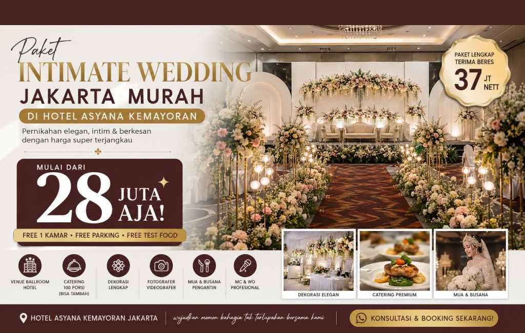 Paket Intimate Wedding Jakarta Murah di Hotel Asyana Kemayoran Mulai 28 Juta